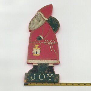 Gary Johnson VTG 1988 Wooden Wall Plaque Christmas Hanging Santa Clause Joy Sign